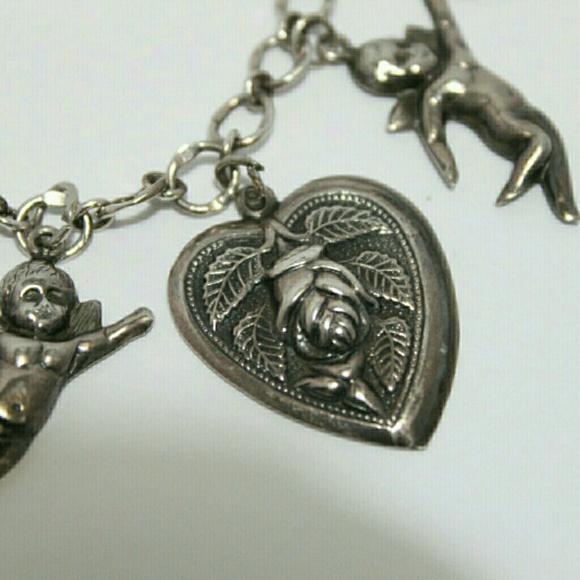 💘RARE Victorian Era Sterling Repousse Charm Bracelet💝 - Picture 3 of 5